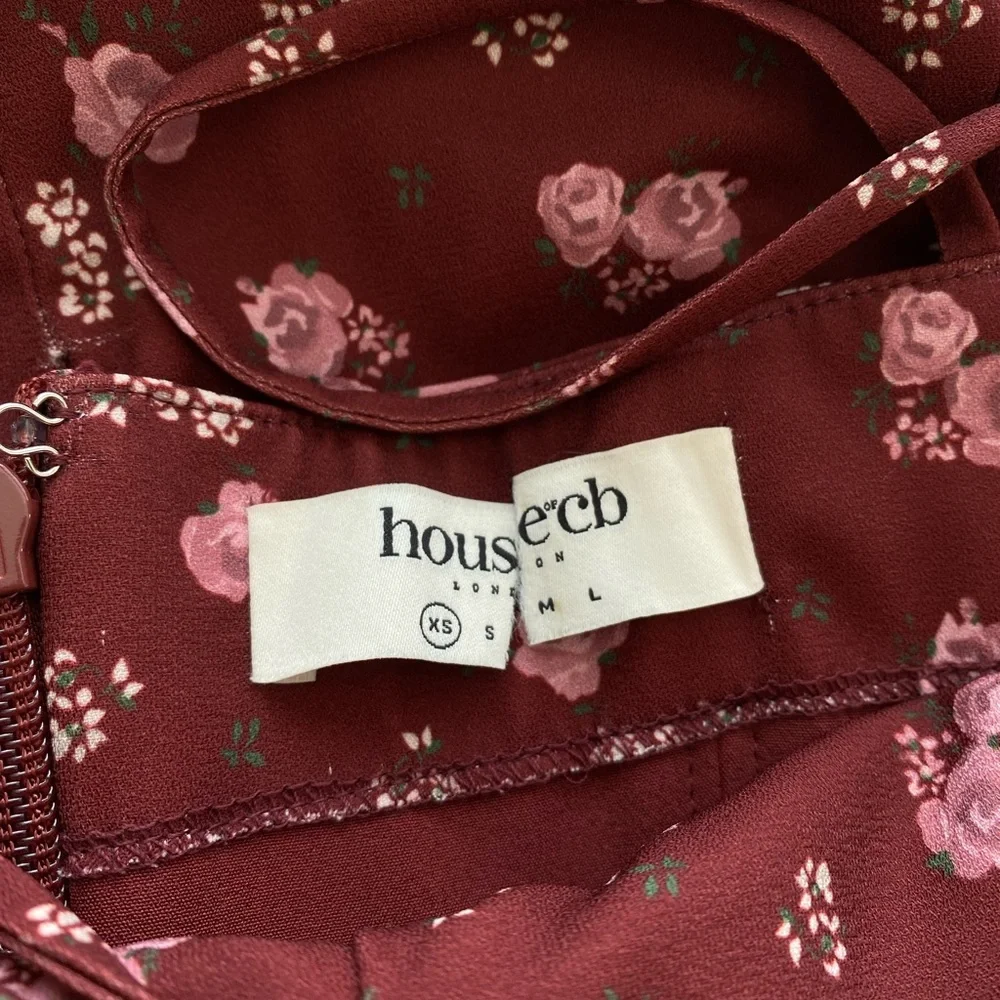 House Of CB Carina Wine Floral Bustier Midi Dress size XS NWOT - Picture 6 of 12